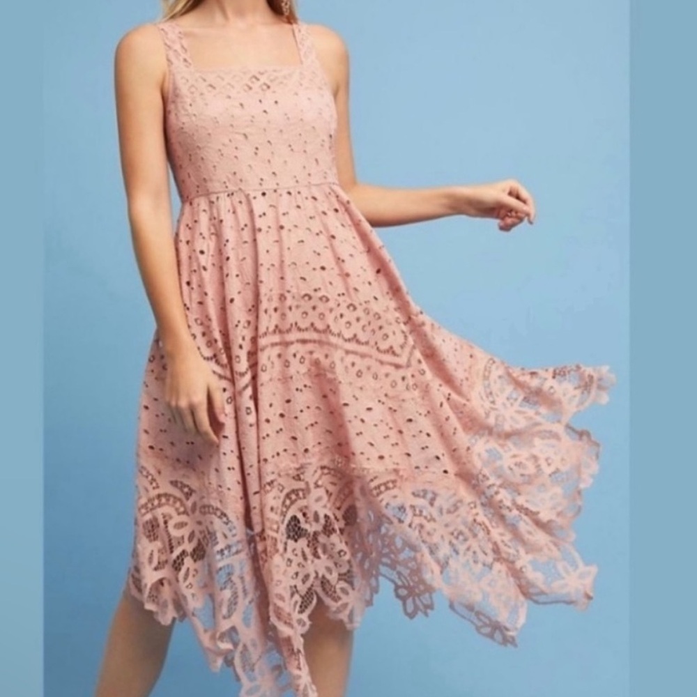 MAEVE for Anthropologie size 10 Azia eyelet lace sleeveless dusty rose dress - Picture 3 of 16